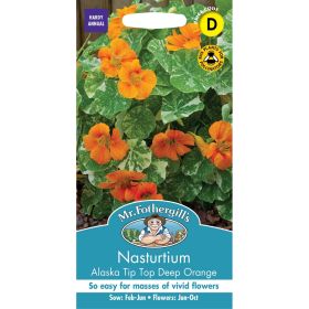 Nasturtium Alaska Tip Top Deep Orange Seeds